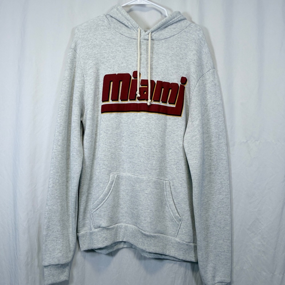 Where I'm From Hoodie Miami Graphic Heather Gray Drawstring Pocket Large